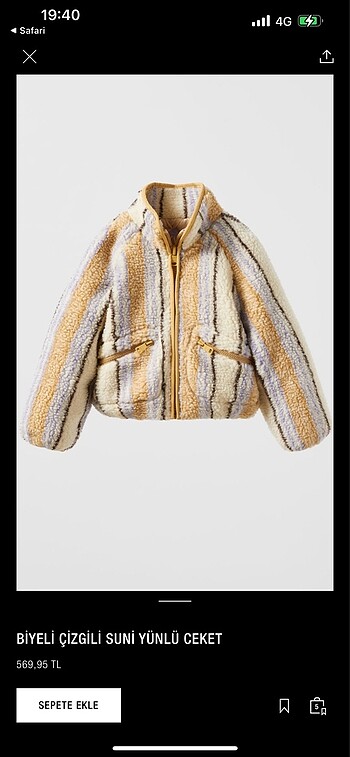 Zara suni yünlü ceket (13/14 yaş kids)