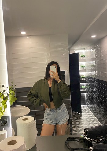 Kadın Haki Mini Bomber Ceket