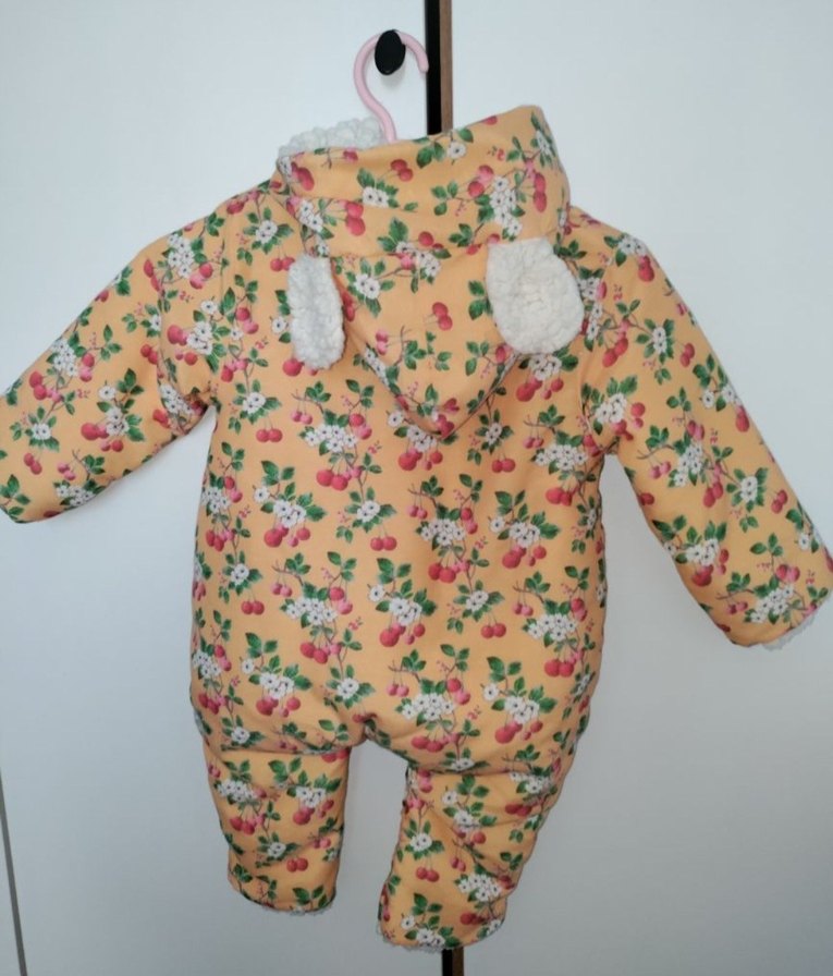 Renkli Desenli Sarı Bebek Tulumu Kürklü - Görsel 2