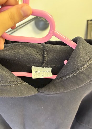 l Beden gri Renk Siyah Kadın Kapüşonlu crop Sweatshirt