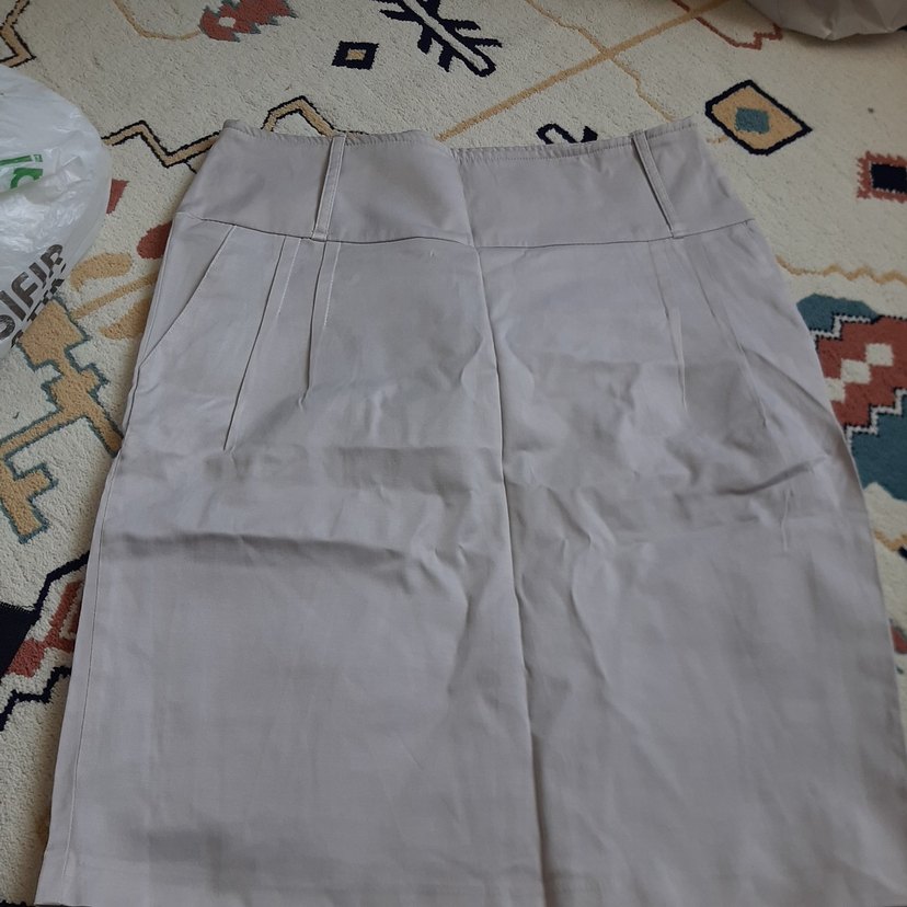 Bej Midi Hamile Pilili Etek - Görsel 2