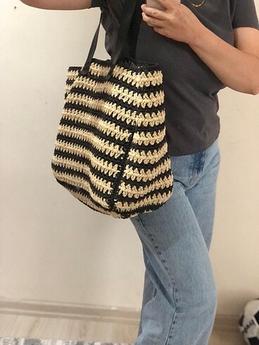 Beden siyah Renk Zara doğal rafya kağıt ip çanta #zara