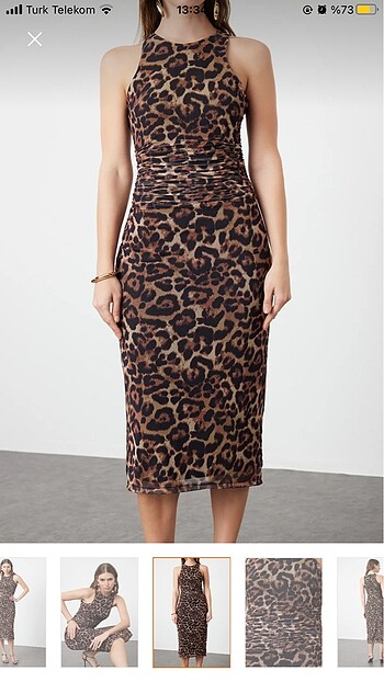 m Beden kahverengi Renk Zara leopar model tül elbise #zara