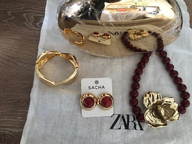 Zara altın çanta kolye bileklik seti #zara