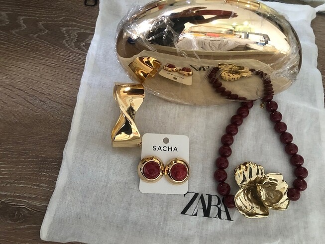 Zara Zara altın çanta kolye bileklik seti #zara