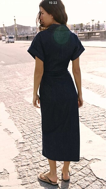 m Beden Zara Z1975 midi denil elbise