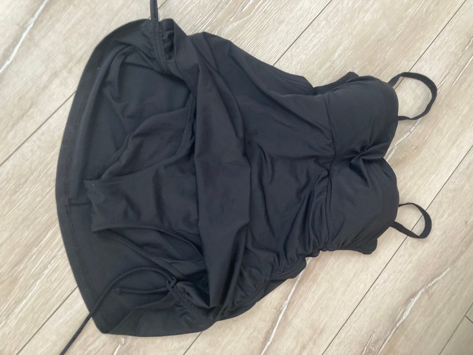 Drapeli Siyah Strappy Midi Mayo - Görsel 3