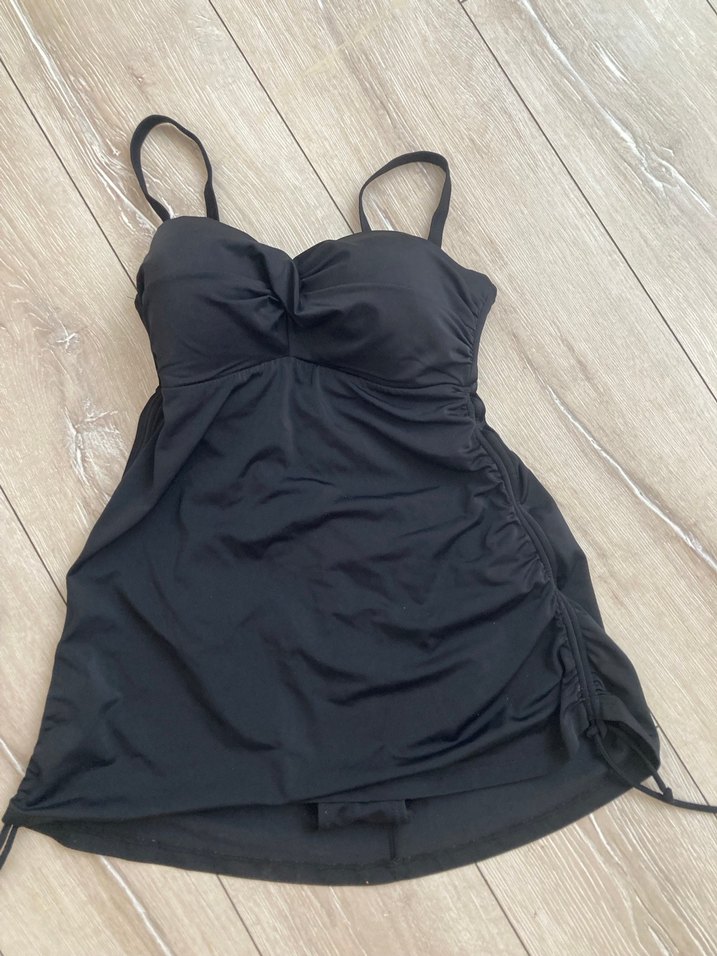 Drapeli Siyah Strappy Midi Mayo - Görsel 2