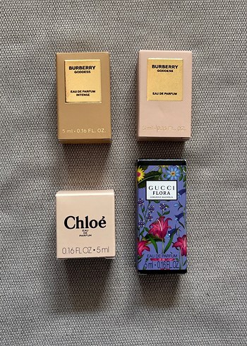 Kadın Parfüm Seti 4x5ml Burberry, Gucci, Chloé