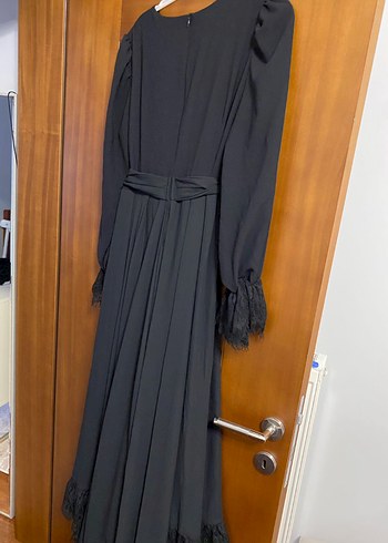 Siyah Drapeli Uzun Kollu Kadın Elbise - Görsel 2