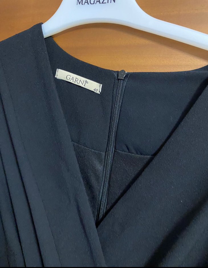 Siyah Drapeli Uzun Kollu Kadın Elbise - Görsel 5