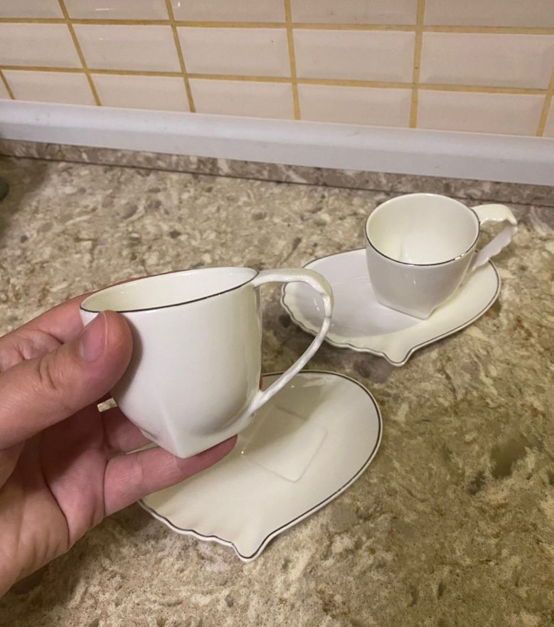 Beyaz Kulplu İkili Fincan takımı - Görsel 2