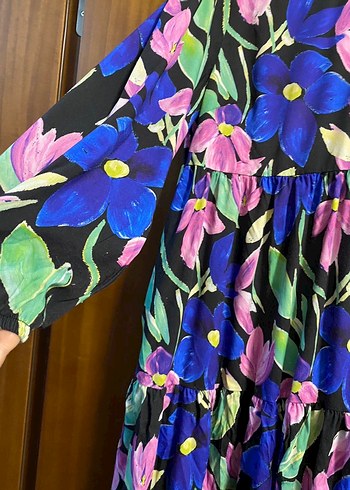 Çiçek Desenli Uzun Bohem Elbise - Görsel 2