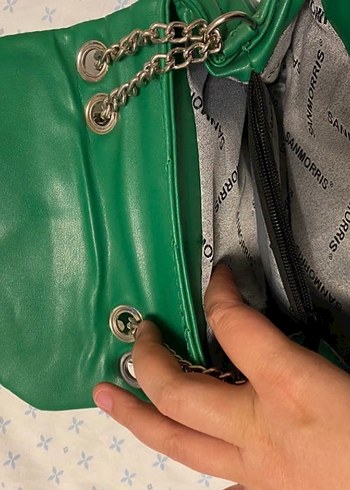 Yeşil Deri Zincir Detaylı Kadın Çanta - Görsel 2