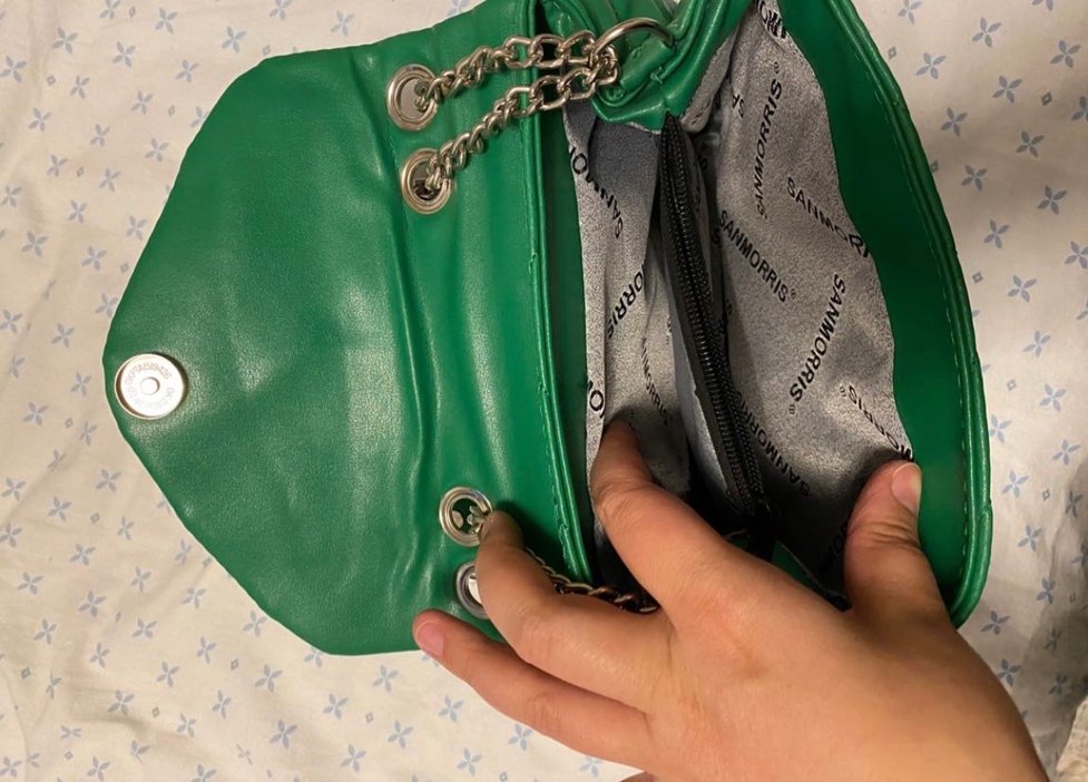 Yeşil Deri Zincir Detaylı Kadın Çanta - Görsel 2