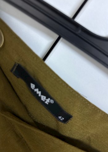 Kadın Haki Uzun Pilili Keten Etek - Görsel 4