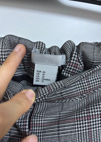 Kemerli Gri Ekose Kumaş Pantolon - Görsel 2