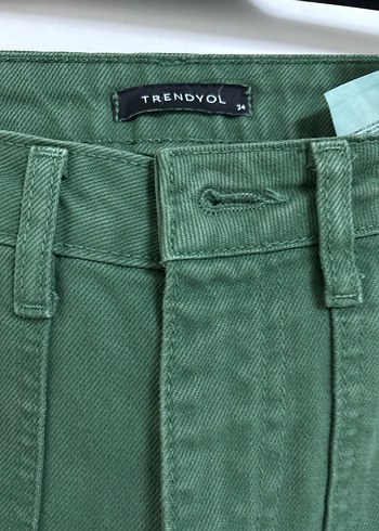 Kadın Yeşil Regular Fit Midi Kot Pantolon - Görsel 2
