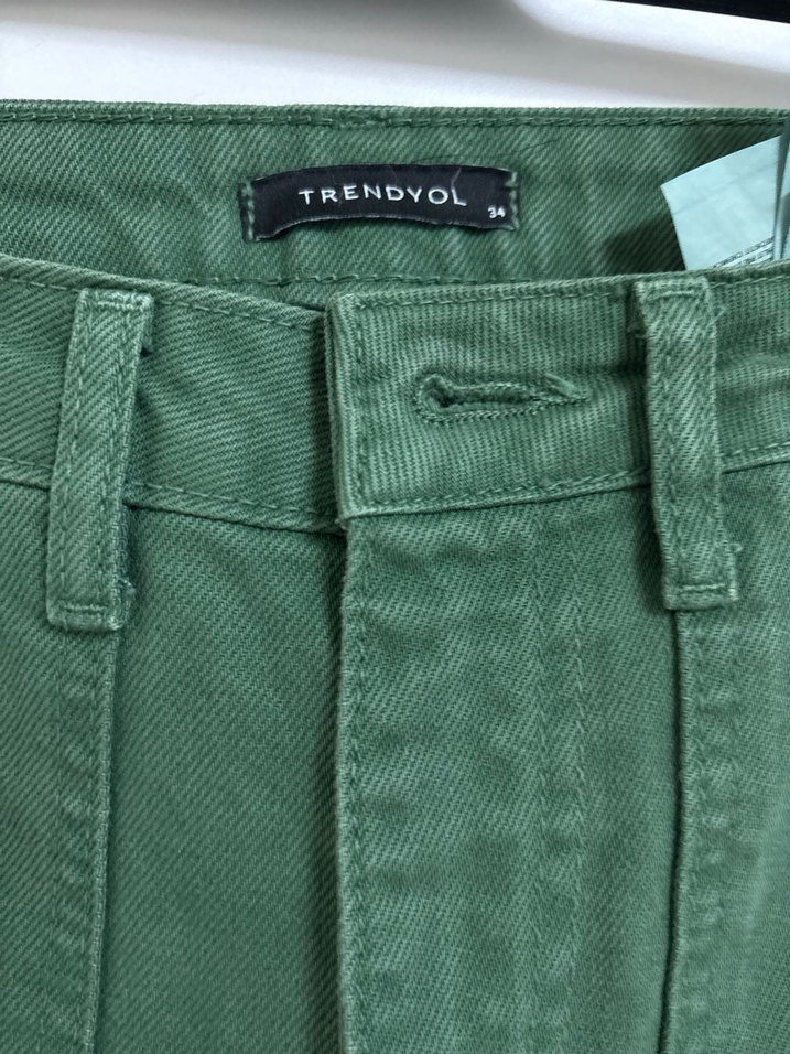 Kadın Yeşil Regular Fit Midi Kot Pantolon - Görsel 2