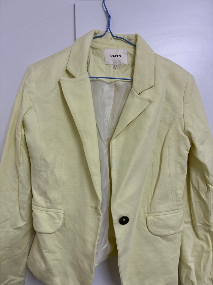 Sarı Düğmeli Keten Kadın Blazer - Görsel 2