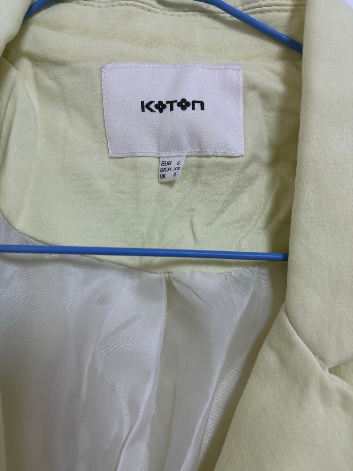 Sarı Düğmeli Keten Kadın Blazer - Görsel 3