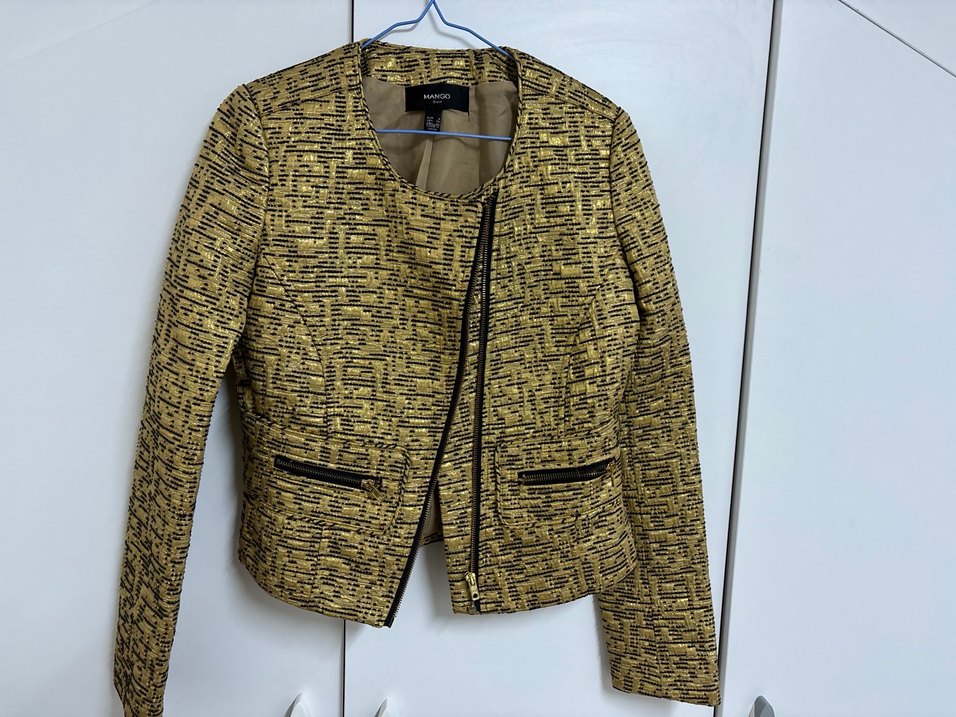 Sarı Kadın Midi Ceket Fermuarlı - Görsel 3