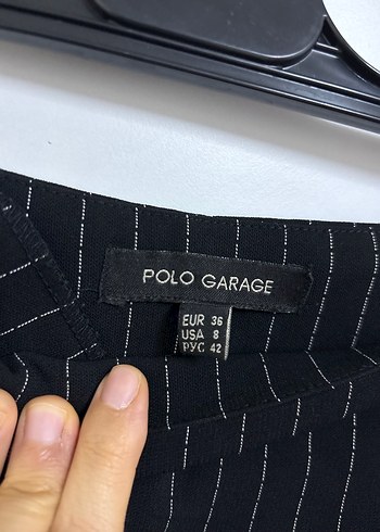 Kadın Siyah Çizgili Pilili Kumaş Pantolon - Görsel 3