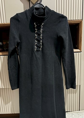 Uzun Kollu Zincir Detaylı Gri Uzun Elbise - Görsel 3