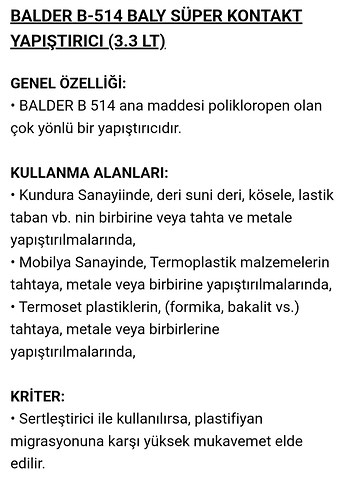 Balder B 514 İnce Kontakt Yapıştırıcı - Görsel 5