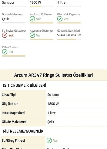Arzum Arzum AR 347 Ringa Kettle Su Isıtıcı
