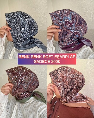 Renk renk etnik desen eşarplar