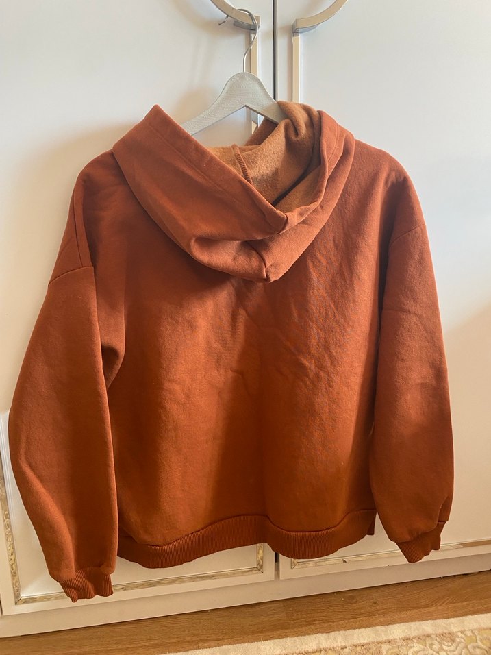 Kahverengi Kapüşonlu Kadın Sweatshirt - Görsel 2