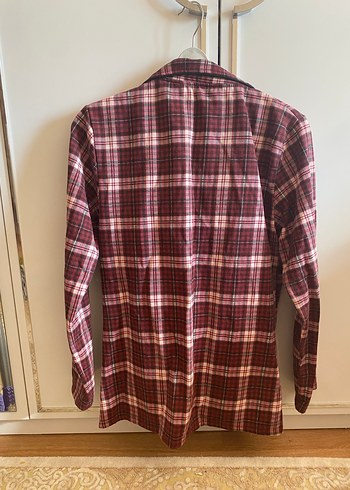 Bordo Ekose Desenli Uzun Kollu Kadın Pijama Takımı - Görsel 3