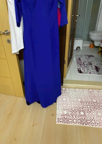 Uzun Kollu Mavi Abiye Elbise - Görsel 5