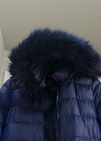 Kürklü Lacivert Kadın Uzun Kışlık Mont - Görsel 4