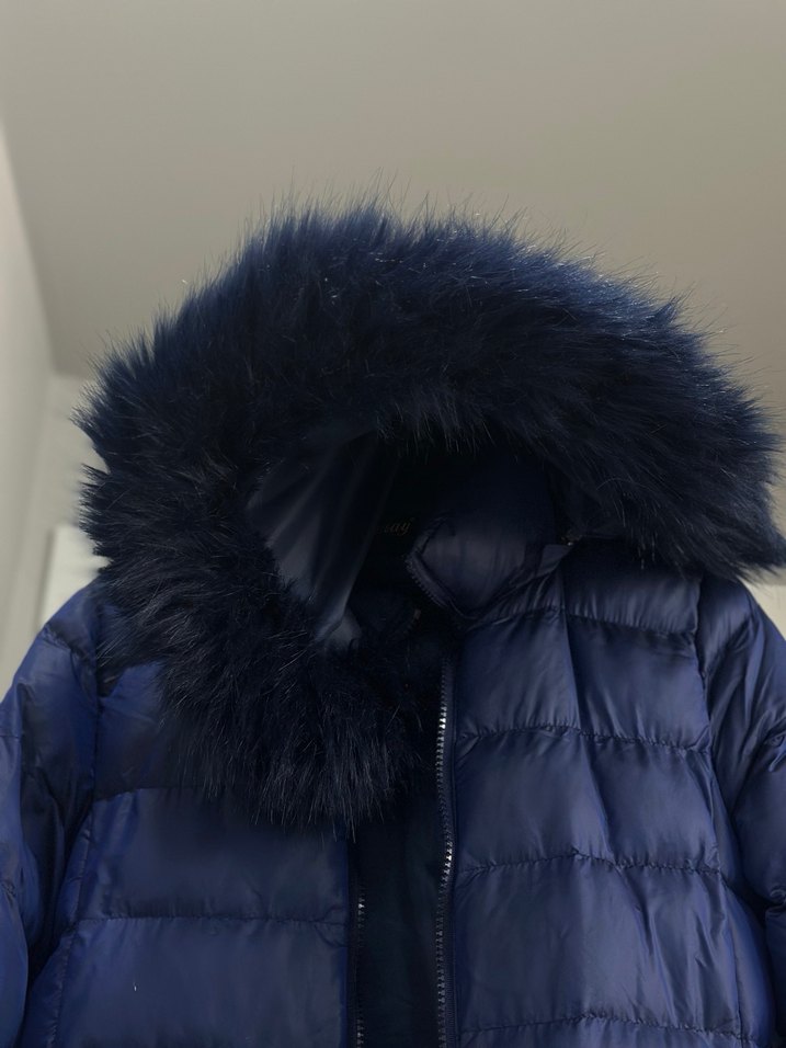 Kürklü Lacivert Kadın Uzun Kışlık Mont - Görsel 4