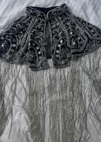 Gümüş taşlı ithal pelerin bolero - Görsel 2