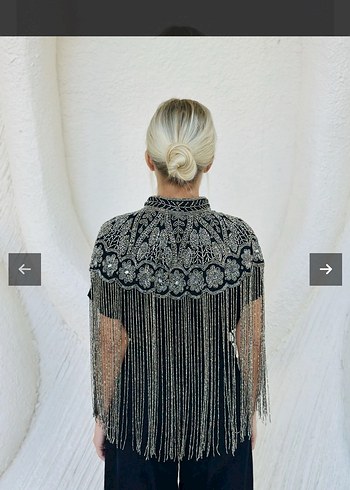 Gümüş taşlı ithal pelerin bolero - Görsel 3