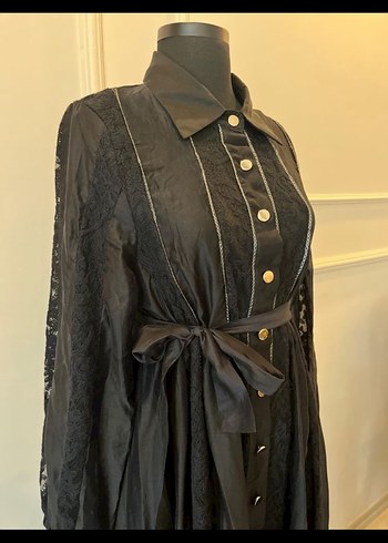 İthal ipek dantel siyah elbise - Görsel 2