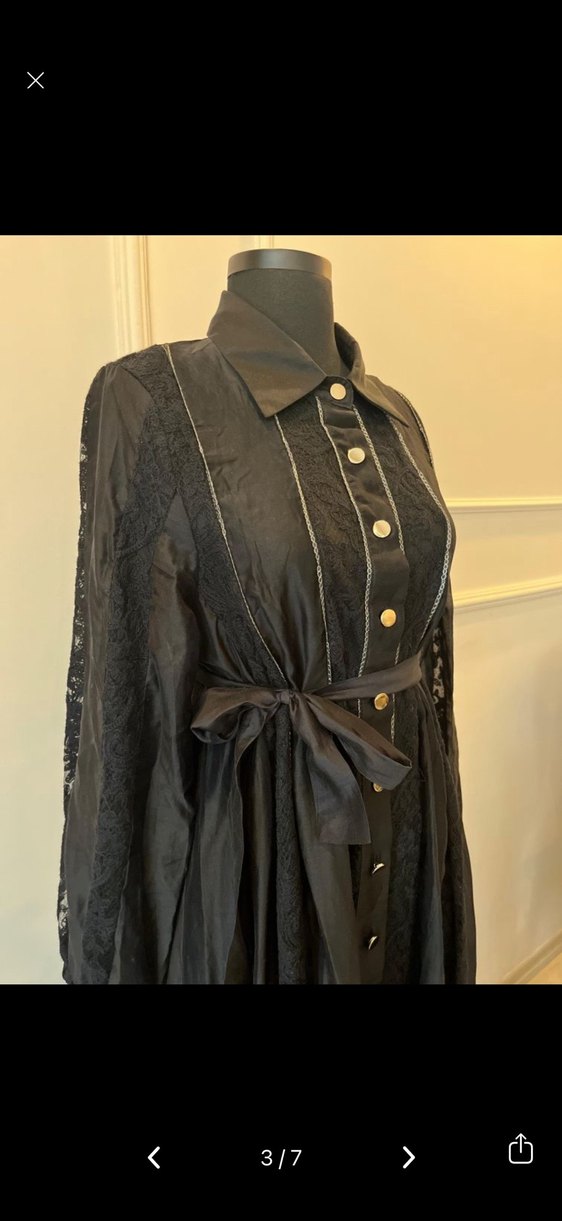 İthal ipek dantel siyah elbise - Görsel 2