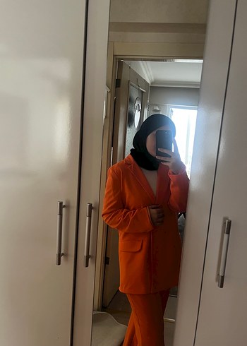 Diğer Turuncu Düğmeli Kadın Blazer Ceket takım