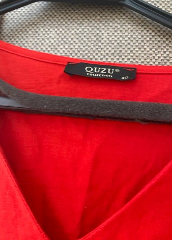 Kırmızı V Yaka Uzun Kollu Hamile Tuniği - Görsel 4