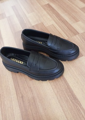 Artgoo Siyah Platform Topuklu Kadın Loafer