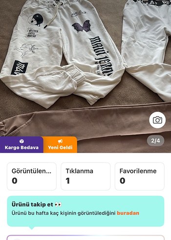 Bej Pamuklu Rahat Kesim bayan Eşofman - Görsel 2