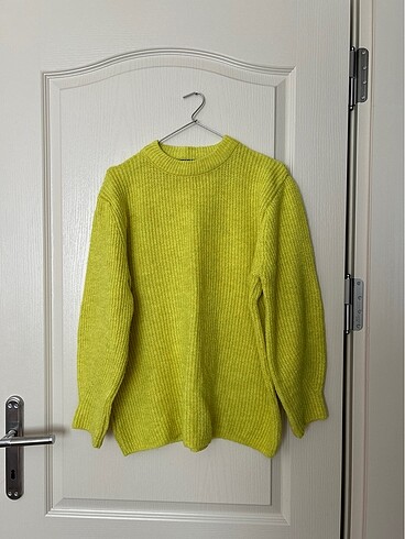 sarı lime neon örme kazak