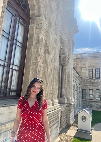 Kırmızı Puantiyeli V Yaka Midi tulum