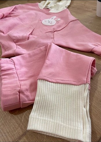 Diğer Nakışlı Örgü Detaylı Pembe Bebek Kız Takımı Necixs