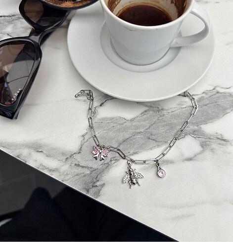 gümüş charm bileklik