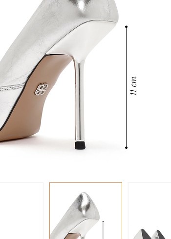 Gri Parlak Yılan Desenli Metal Stiletto - Görsel 2