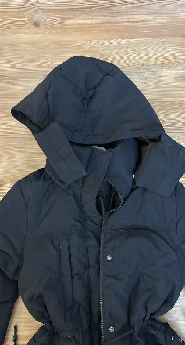 Kemerli Siyah Kadın Kışlık Mont - Görsel 3